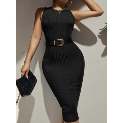 Round Neck Sleeveless Vest, Hip Hugging Skirt, Fashionable Dress 02