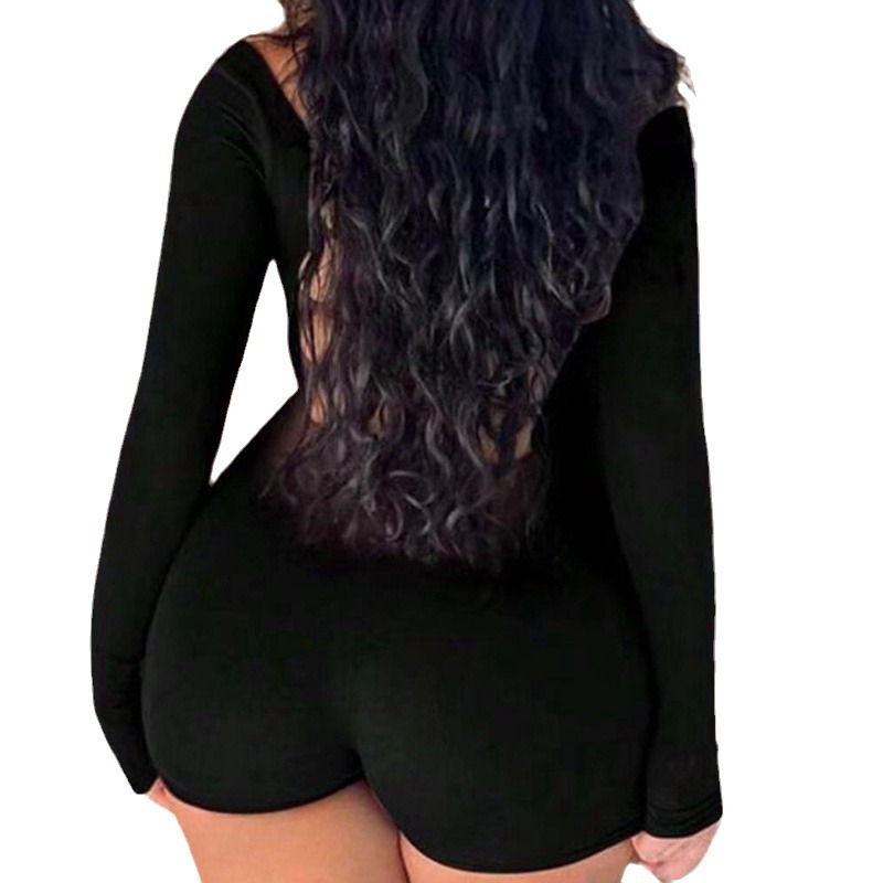 U-Neck Long Sleeved Strapless Jumpsuit Shorts