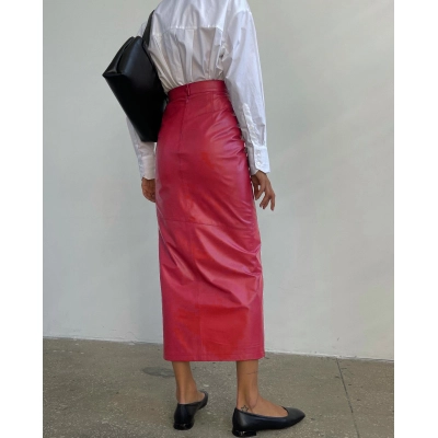 Fashionable High Waisted Slim Fit Split Skirt With Irregular Shape 02