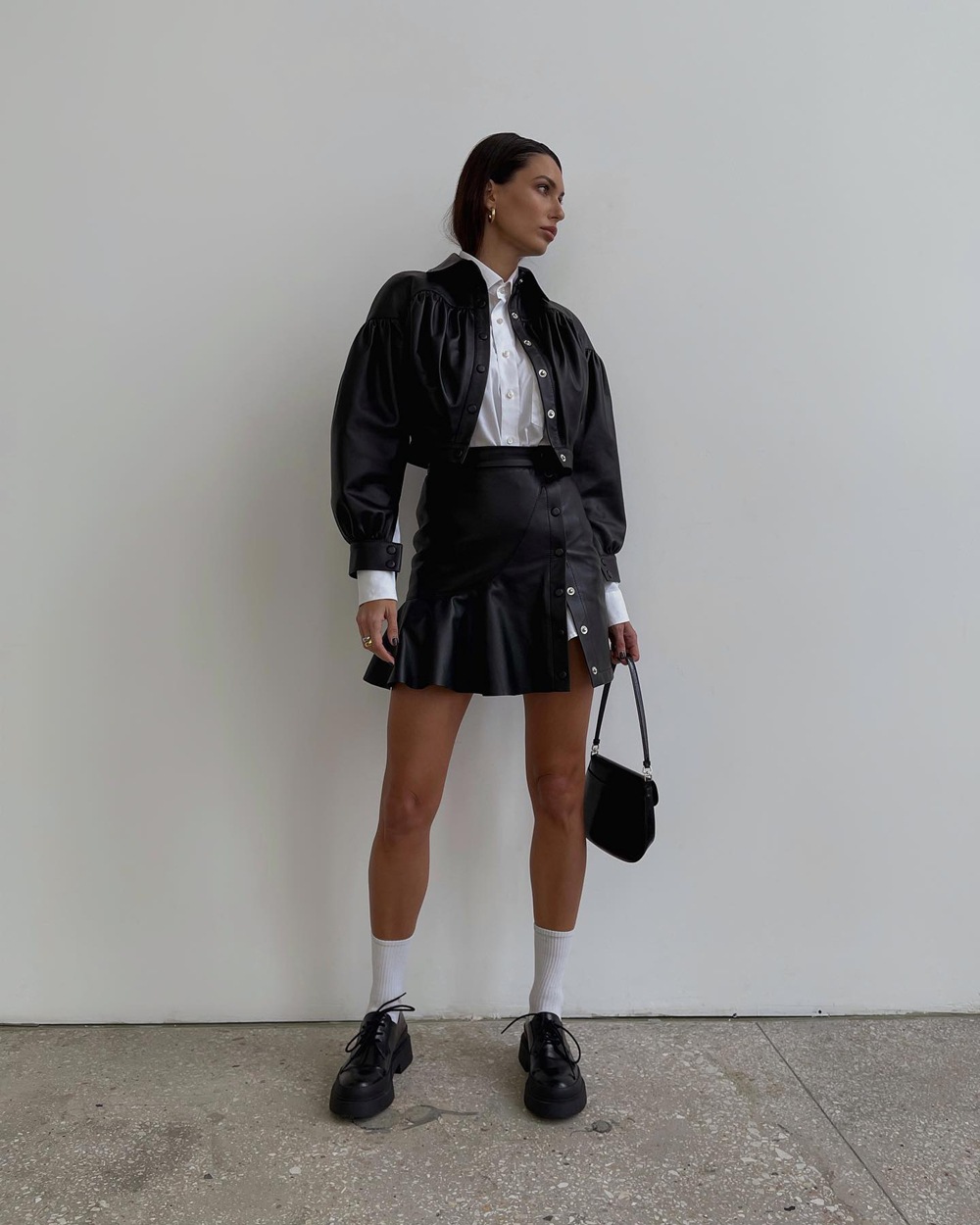 Versatile Irregular Leather Skirt