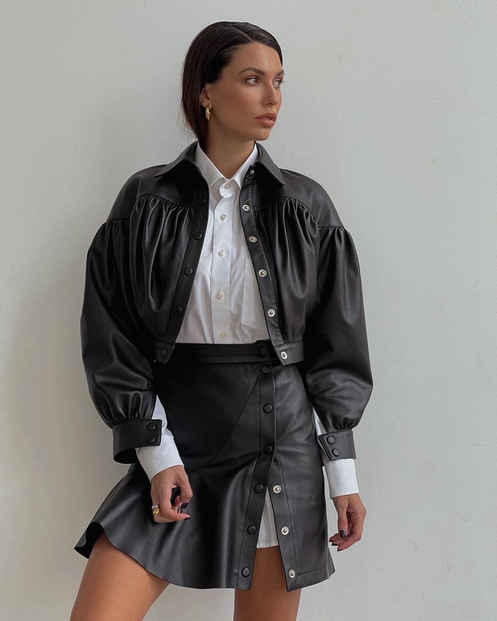 Versatile Irregular Leather Skirt