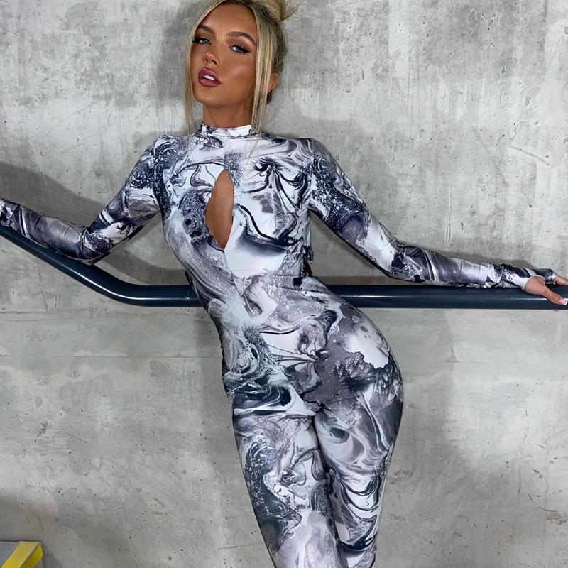 Chest Hollow Long Sleeved Backless Jumpsuit