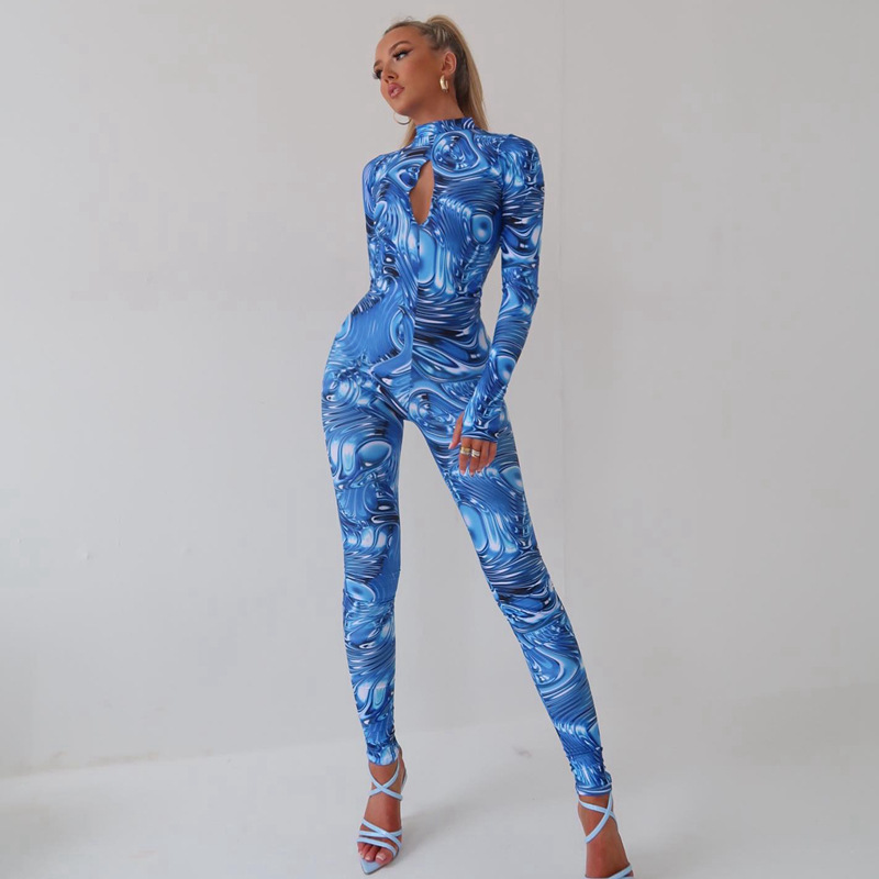Chest Hollow Long Sleeved Backless Jumpsuit