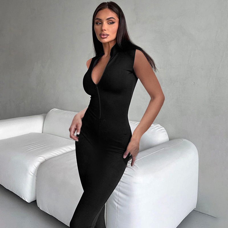 Minimally Casual Zipper Sleeveless Slim Fit Dress