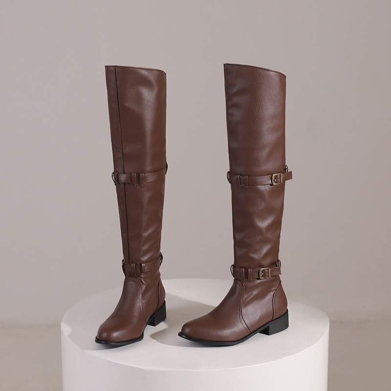 Belt Buckle Sleeve Over Knee Boots