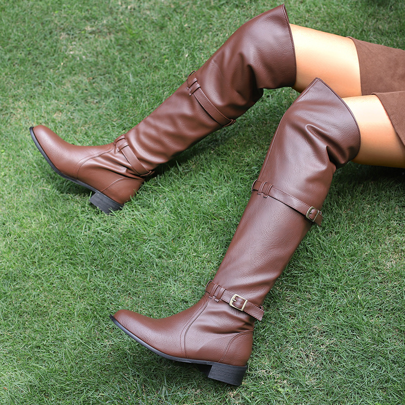 Belt Buckle Sleeve Over Knee Boots