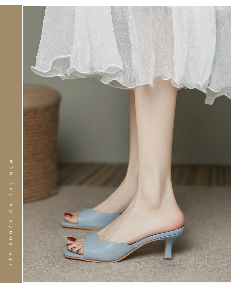 Fashion Cowhide Round Toe High Heels