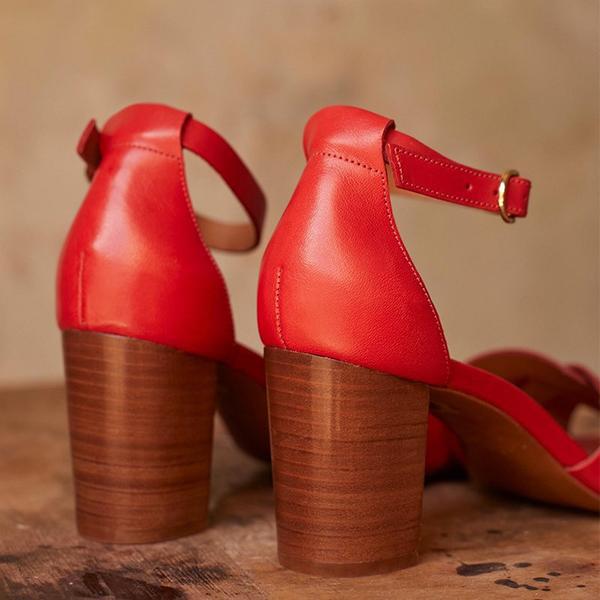 High Heels, Thick Heels, Buckle Strap, Roman Sandals