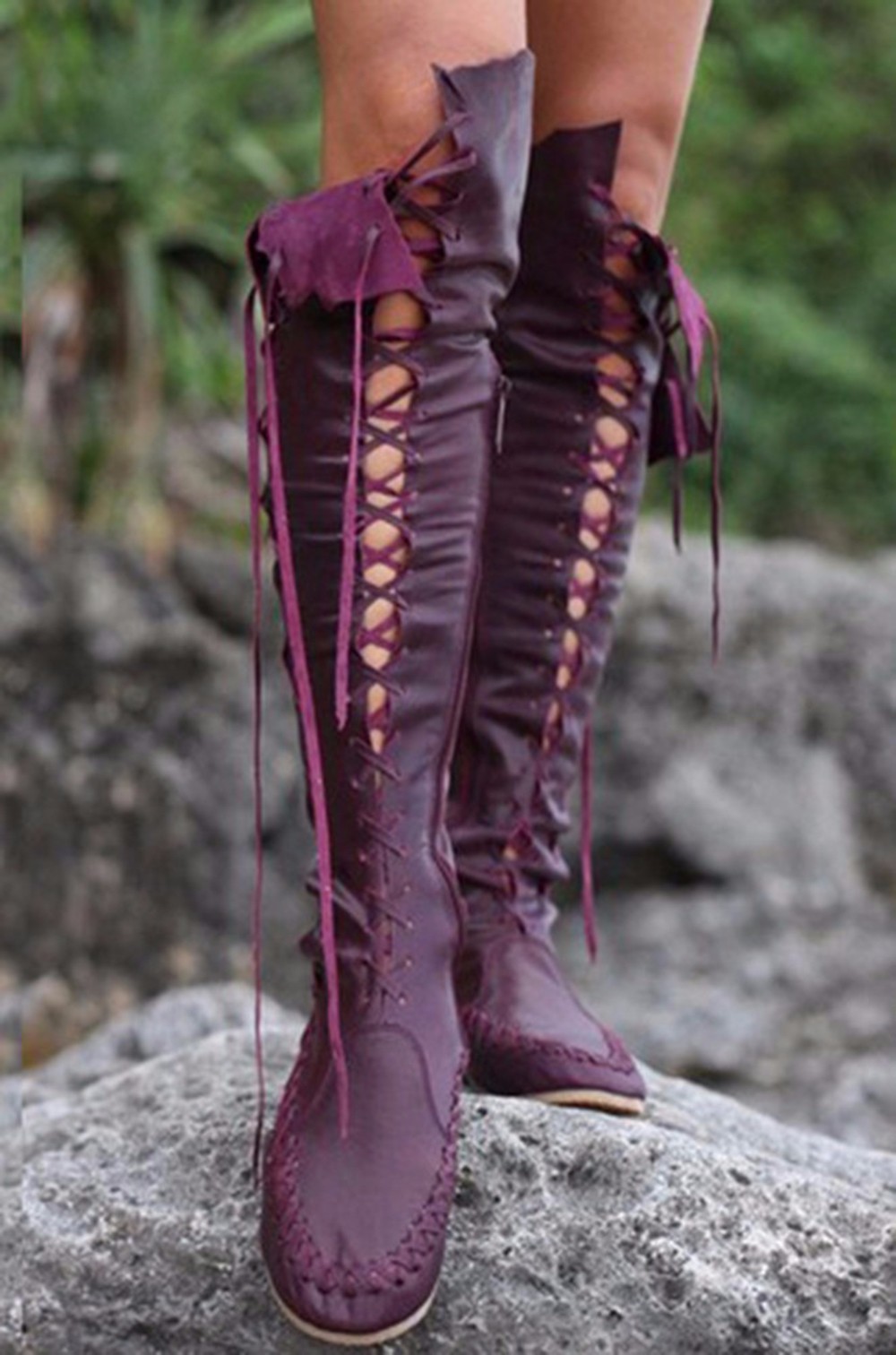 Knee Over Boots With High Waisted Straps, Knight Boots