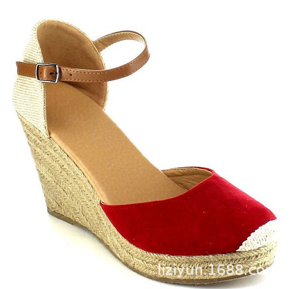 Linen Bag Sole Sloping Heel Casual Shoes