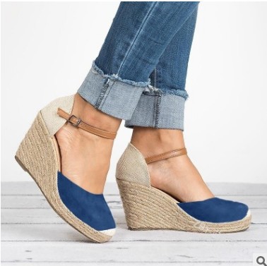 Linen Bag Sole Sloping Heel Casual Shoes