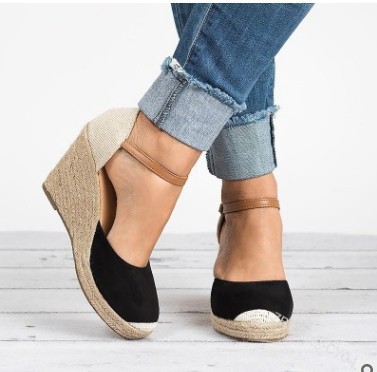 Linen Bag Sole Sloping Heel Casual Shoes