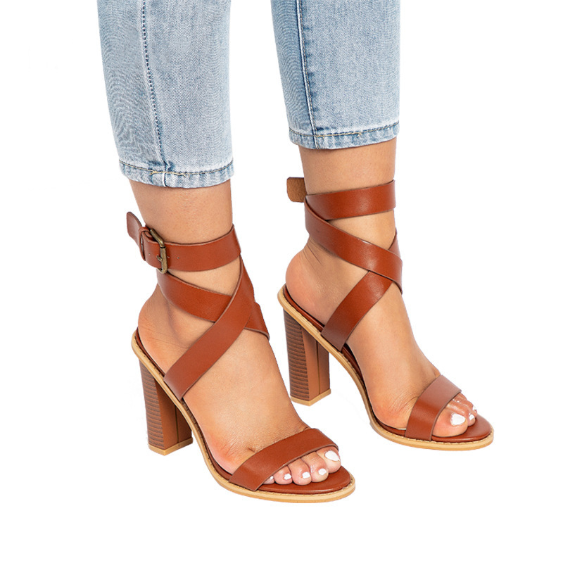 Open Toe Buckle, Thick Heel, High Heel