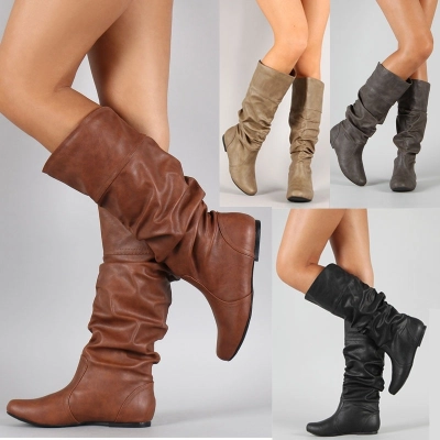 Retro Roman Leather Boots, Motorcycle Boots 01