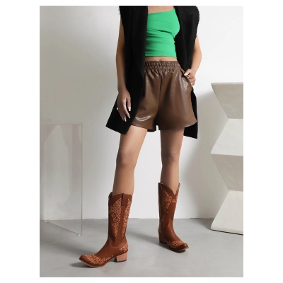 Sharp Pointed Retro Women's Leather Boots With Sleeve Fashion Boots 01