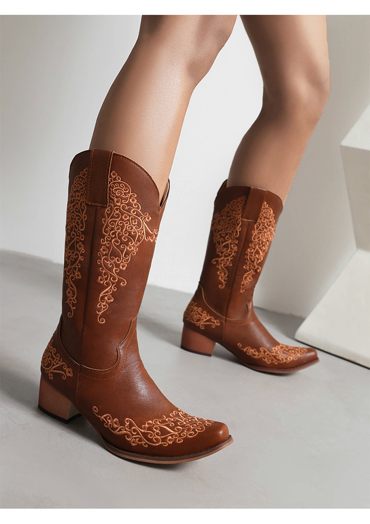 Sharp Pointed Retro Women's Leather Boots With Sleeve Fashion Boots