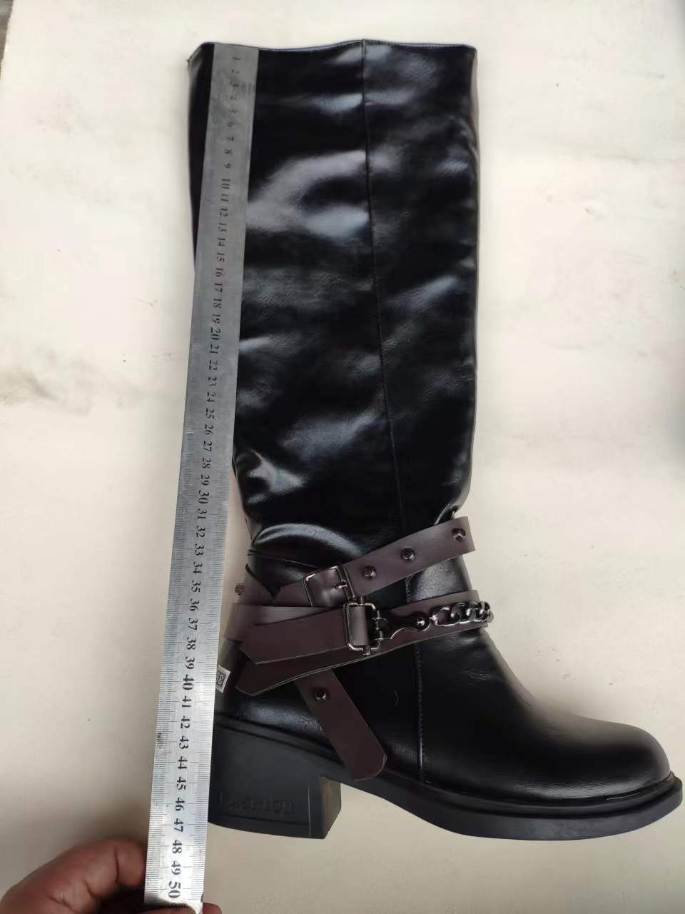 Side Zipper Belt Buckle Rivet Boots
