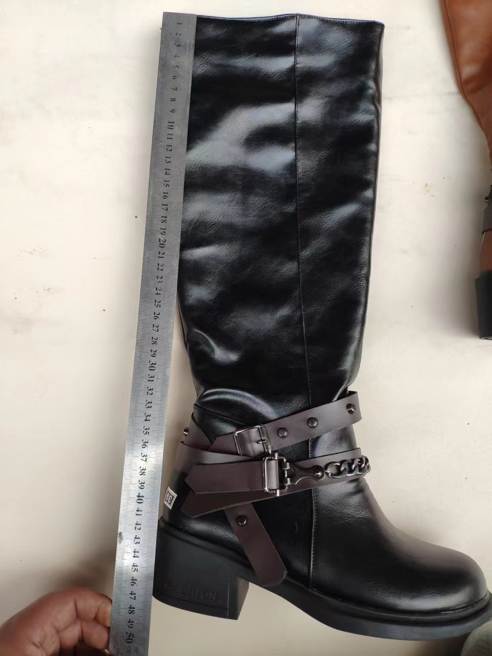 Side Zipper Belt Buckle Rivet Boots