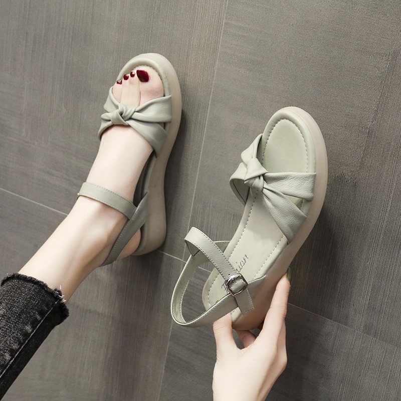 Flat Bottomed Thick Soled Calf Sole Sandals