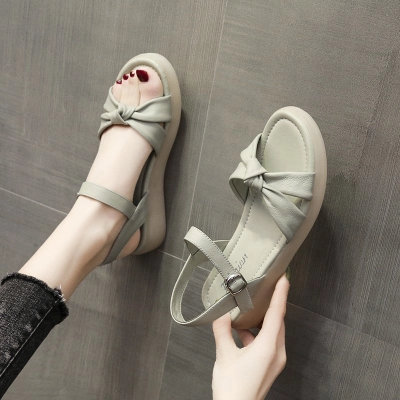 Flat Bottomed Thick Soled Calf Sole Sandals 02