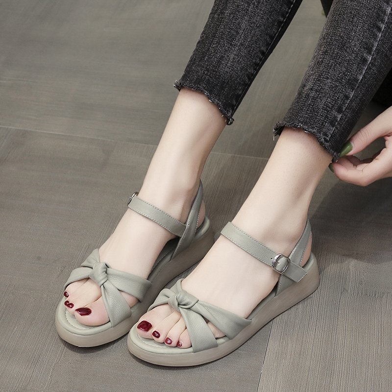Flat Bottomed Thick Soled Calf Sole Sandals