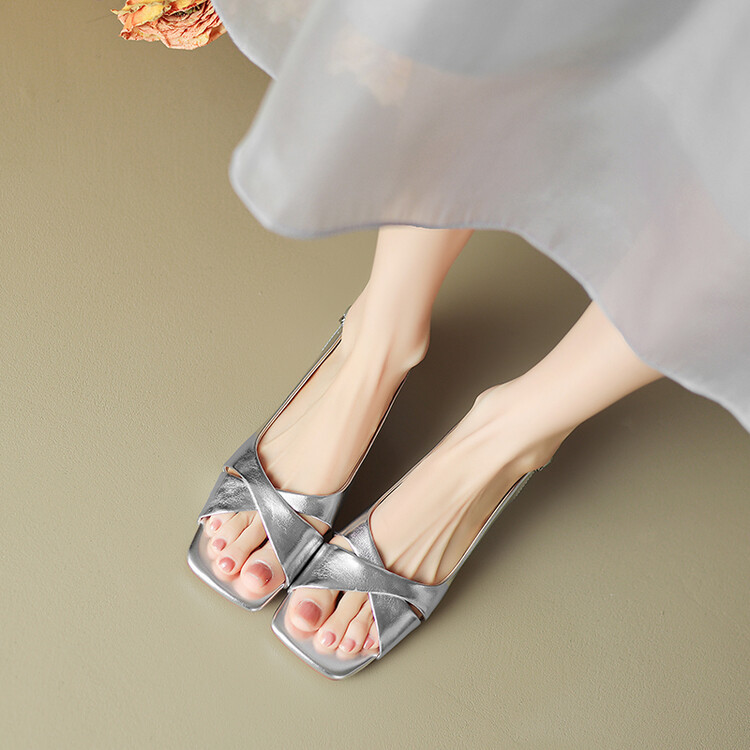 Open Toed Thick Heel Sandals