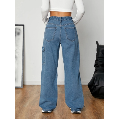 Bow Tie Workwear Style Denim Pants 02