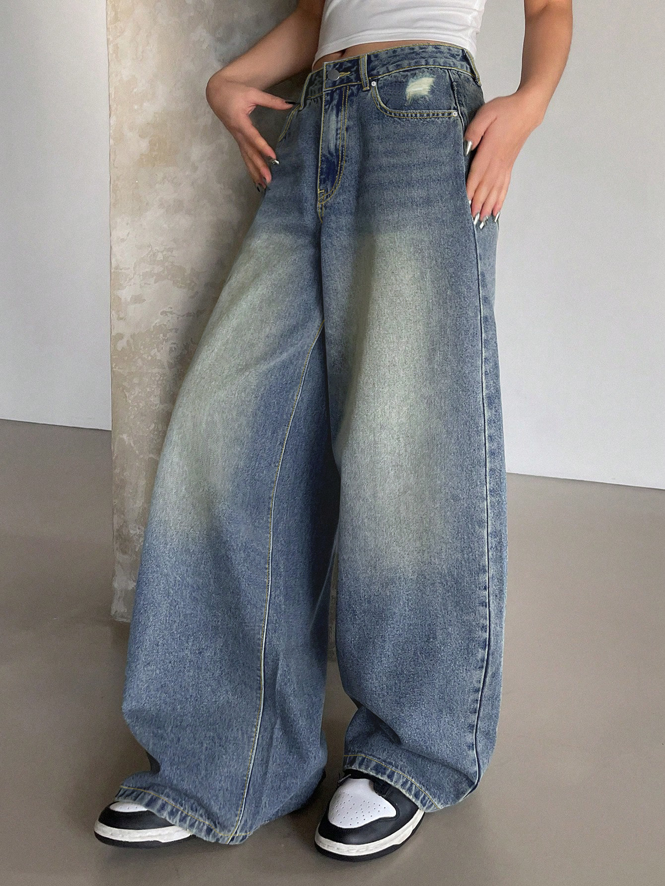 Wide Leg Jeans, Loose And Slimming, Fashionable Straight Leg Pants