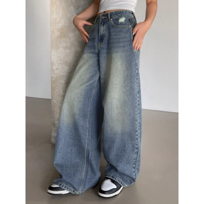 Wide Leg Jeans, Loose And Slimming, Fashionable Straight Leg Pants 01