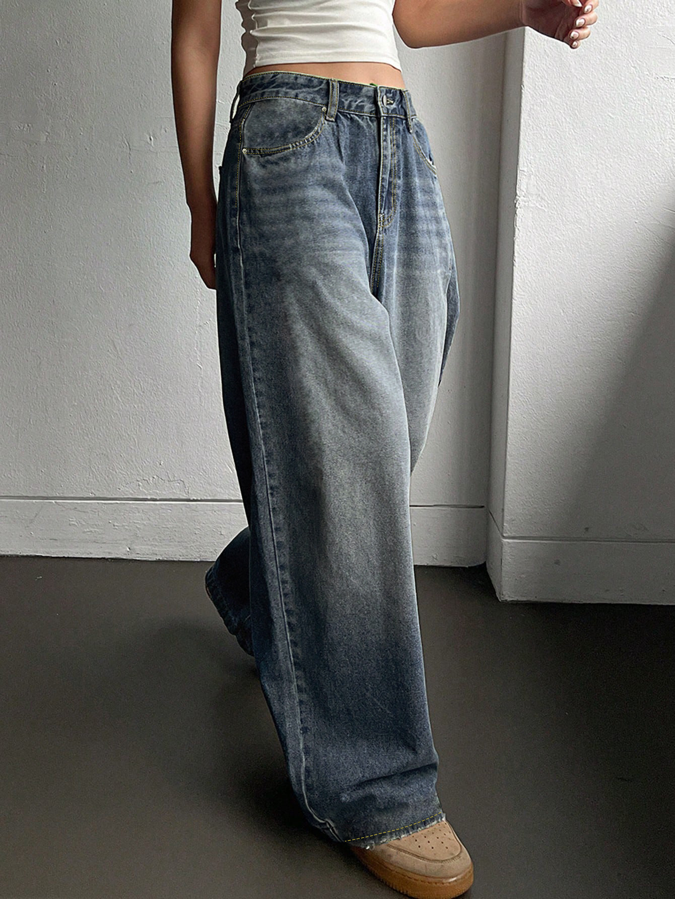 Bow Print Wide Leg Jeans