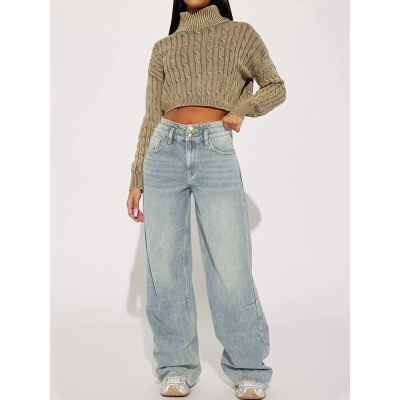 Buckle Design Retro Jeans 01