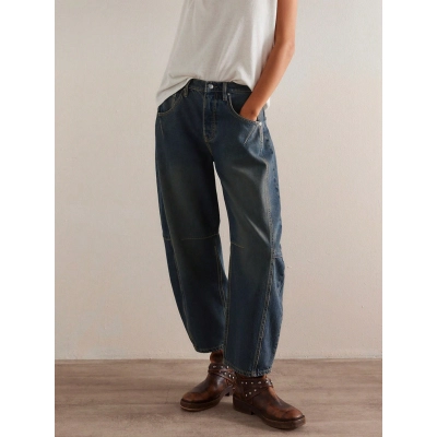 Casual And Lazy Banana Pants With A Design Sense, Denim 9 Points 01