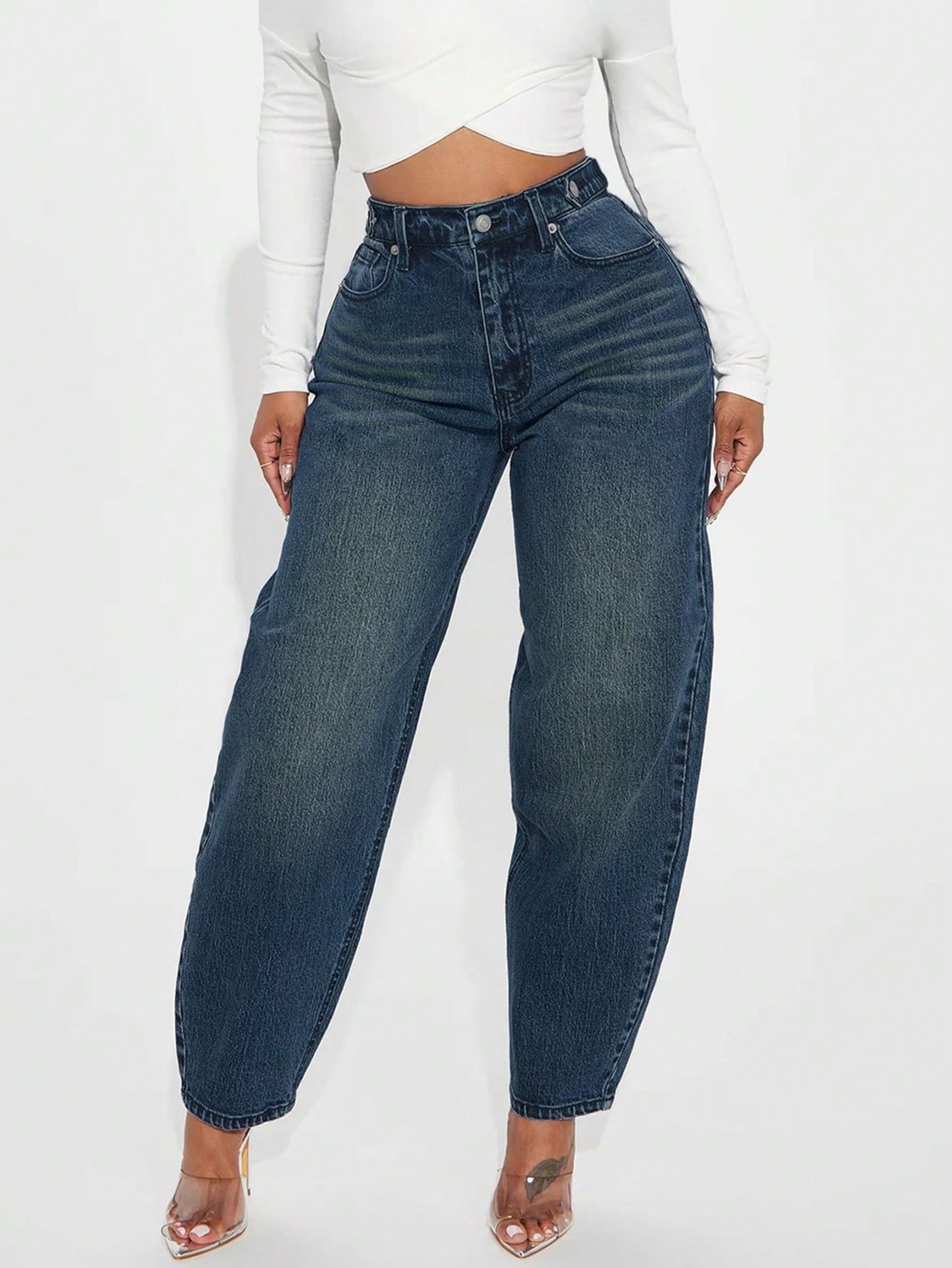 Casual Haren Pants, Blue Washed Denim Jeans