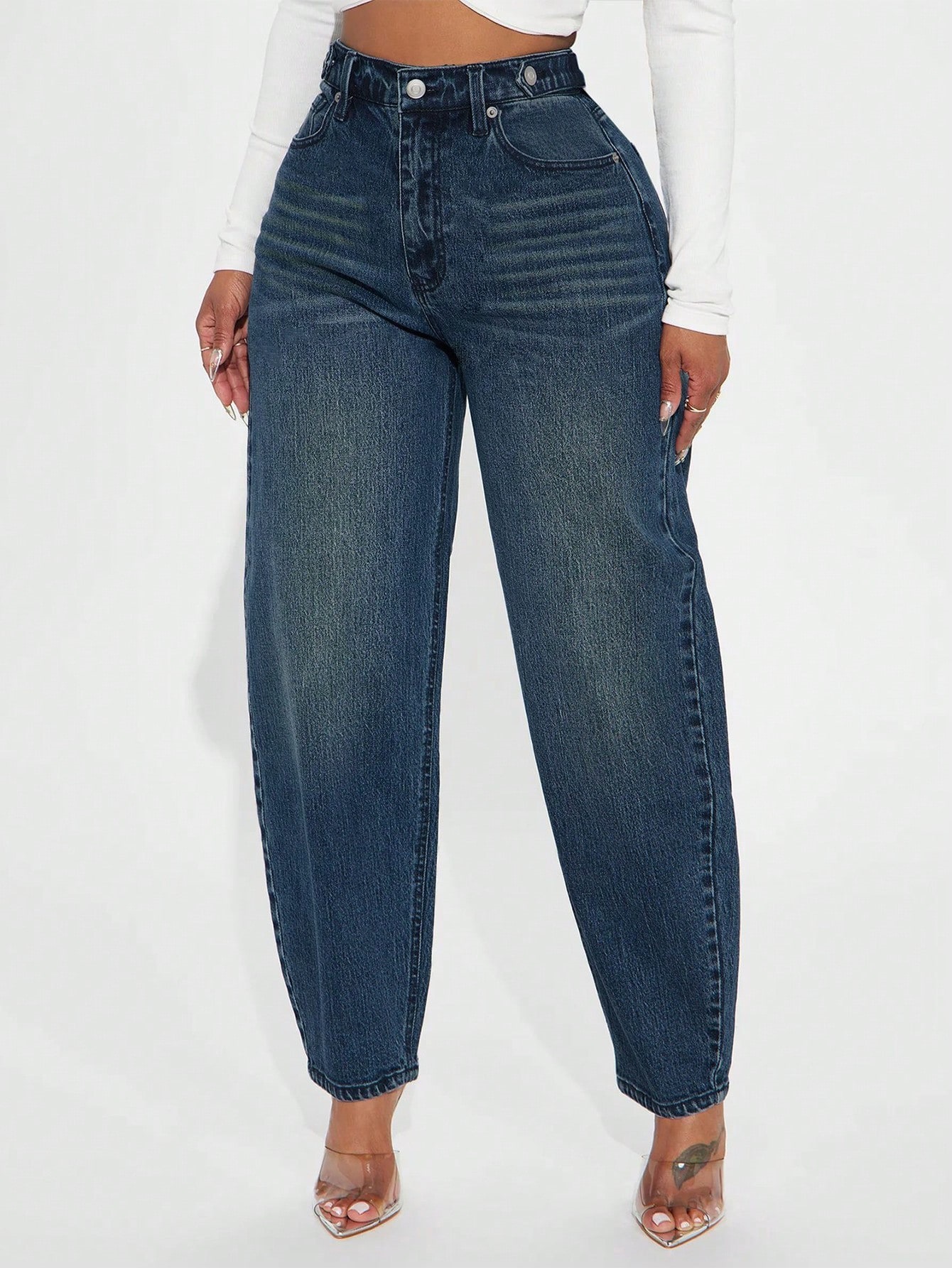 Casual Haren Pants, Blue Washed Denim Jeans