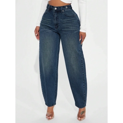 Casual Haren Pants, Blue Washed Denim Jeans 01