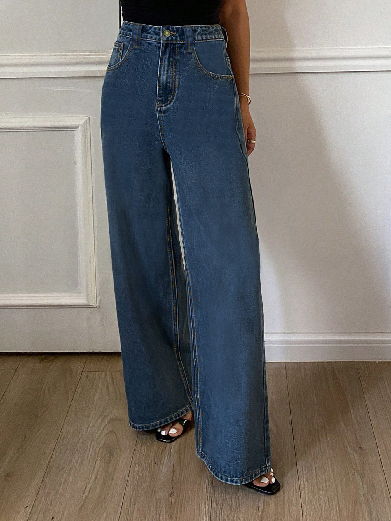 High Waisted Jeans, Retro Loose Straight Leg Casual Pants