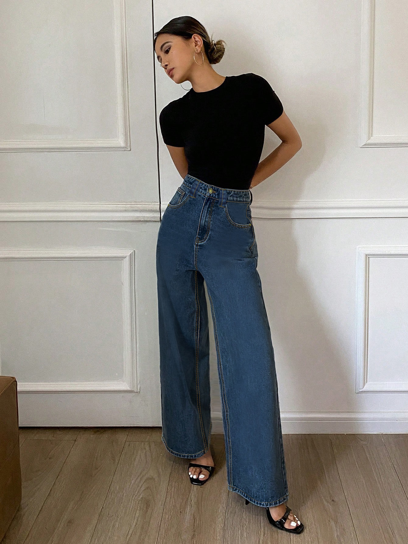 High Waisted Jeans, Retro Loose Straight Leg Casual Pants