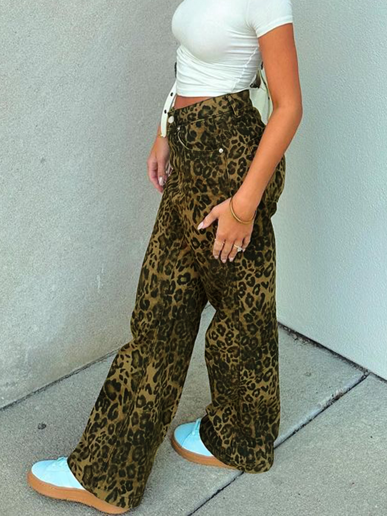 Leopard Print Casual Jeans