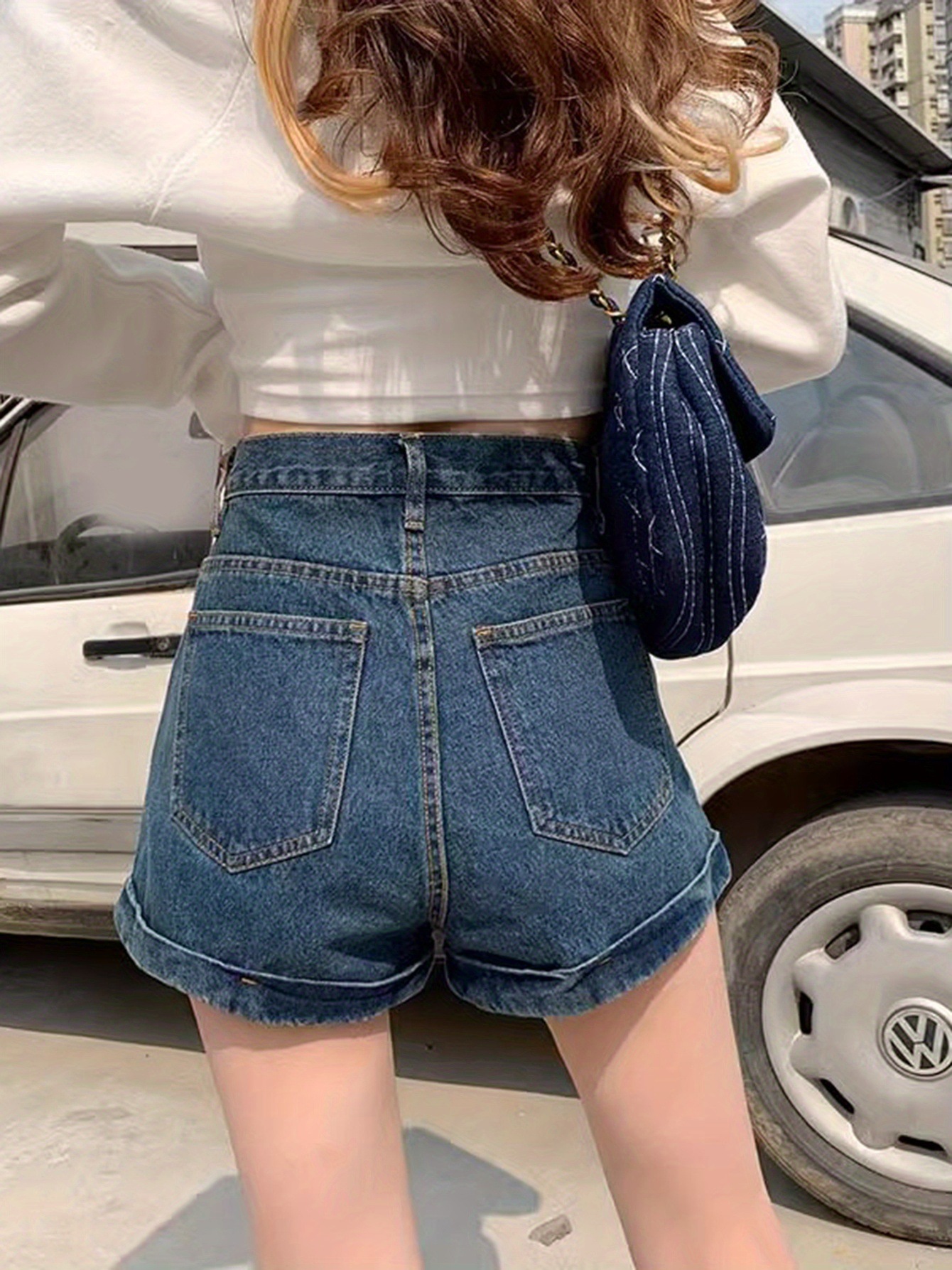 Retro Rolled Denim Shorts