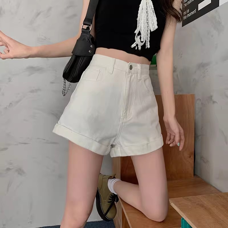 Retro Rolled Denim Shorts