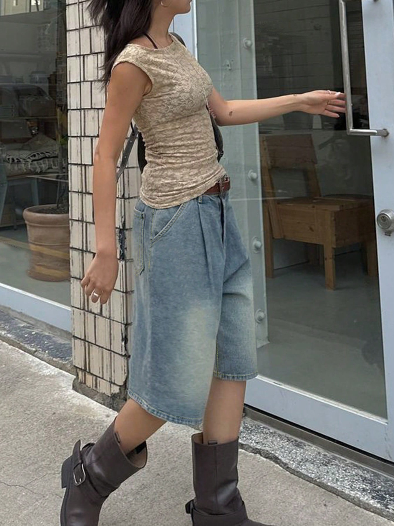 Retro Vintage Blue Cropped Pants