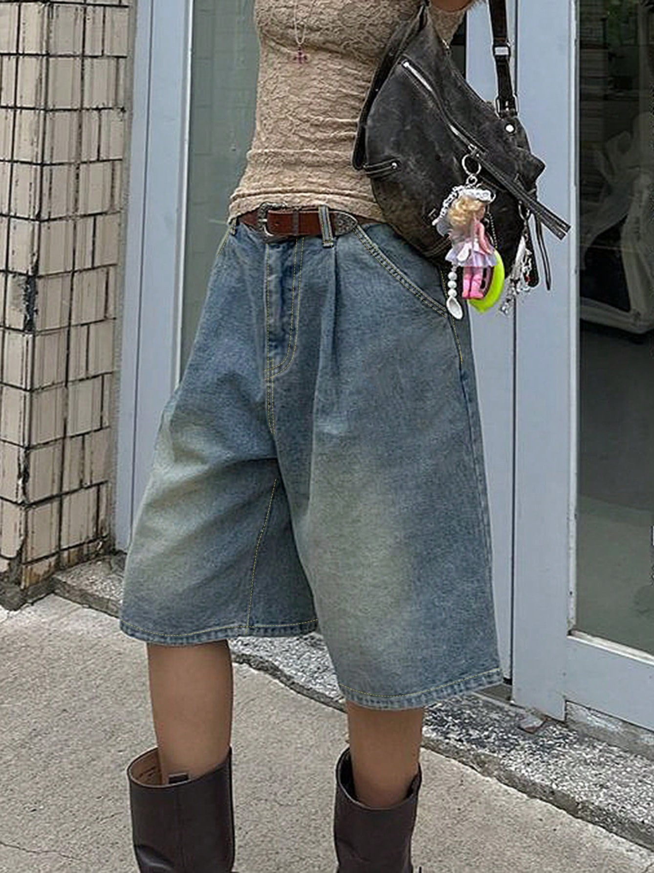 Retro Vintage Blue Cropped Pants