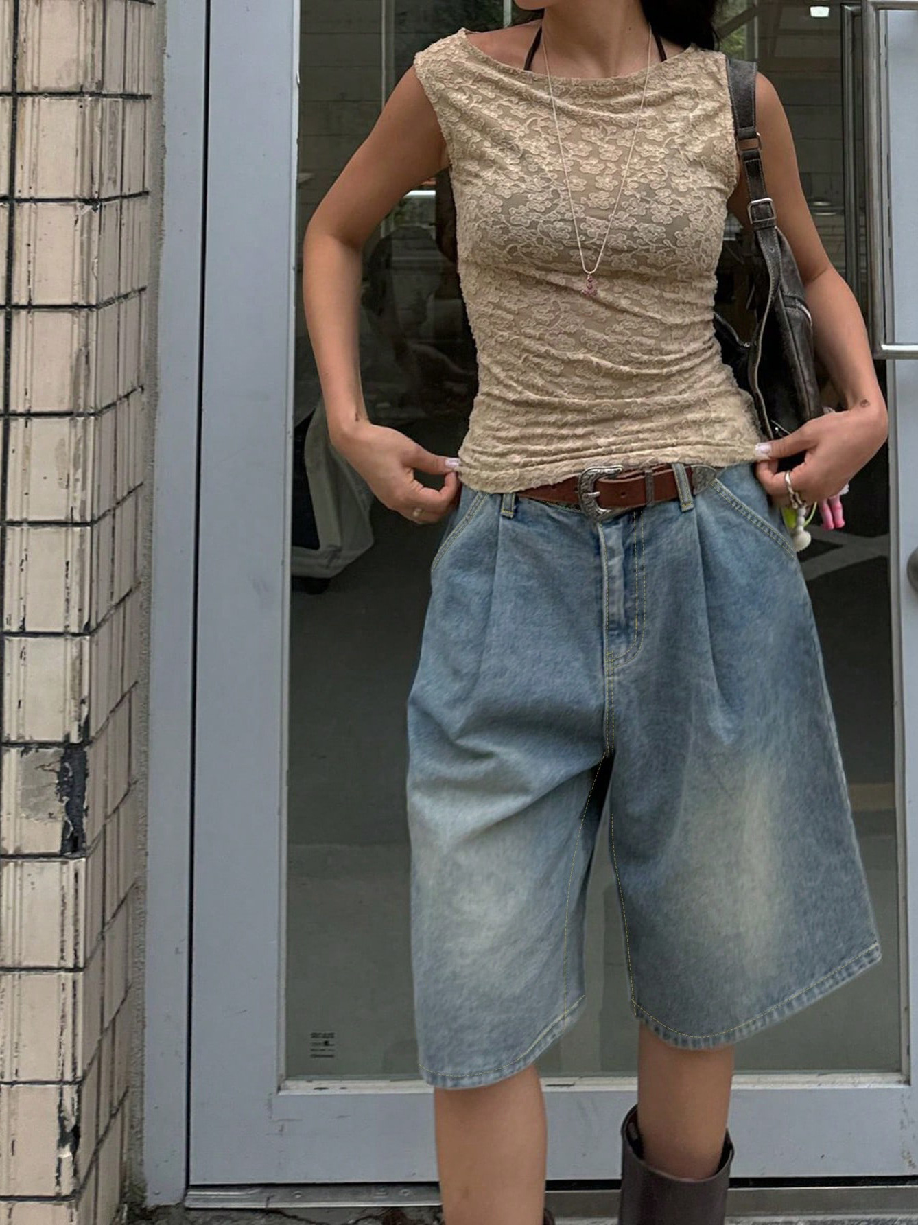 Retro Vintage Blue Cropped Pants