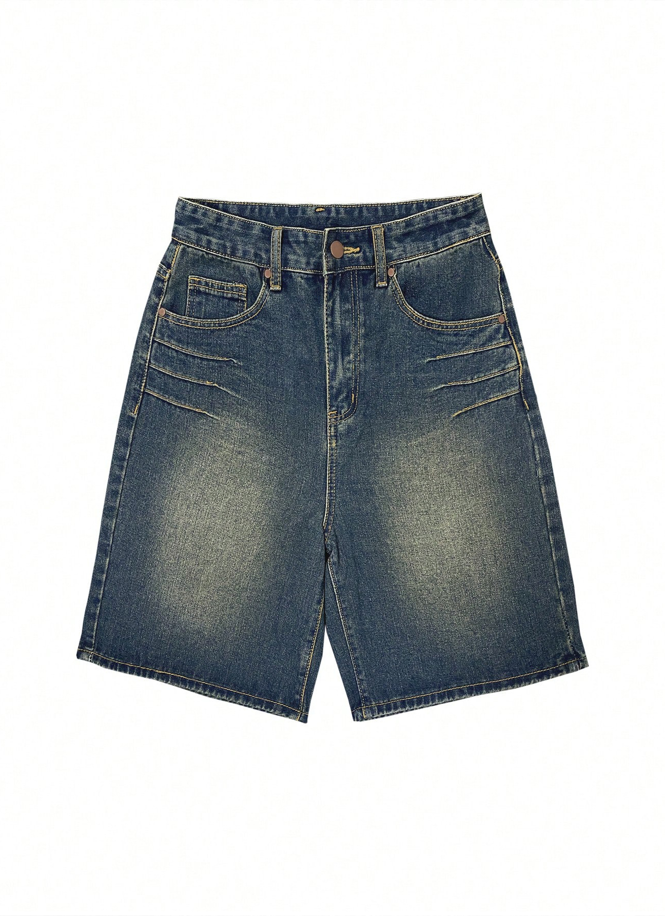 Retro Washed Blue Denim Shorts