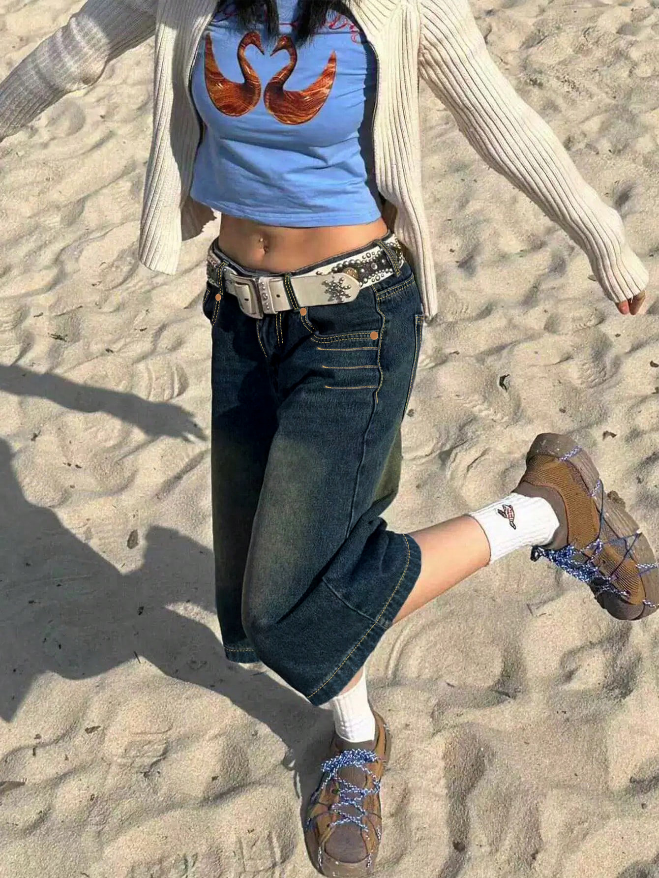 Retro Washed Blue Denim Shorts