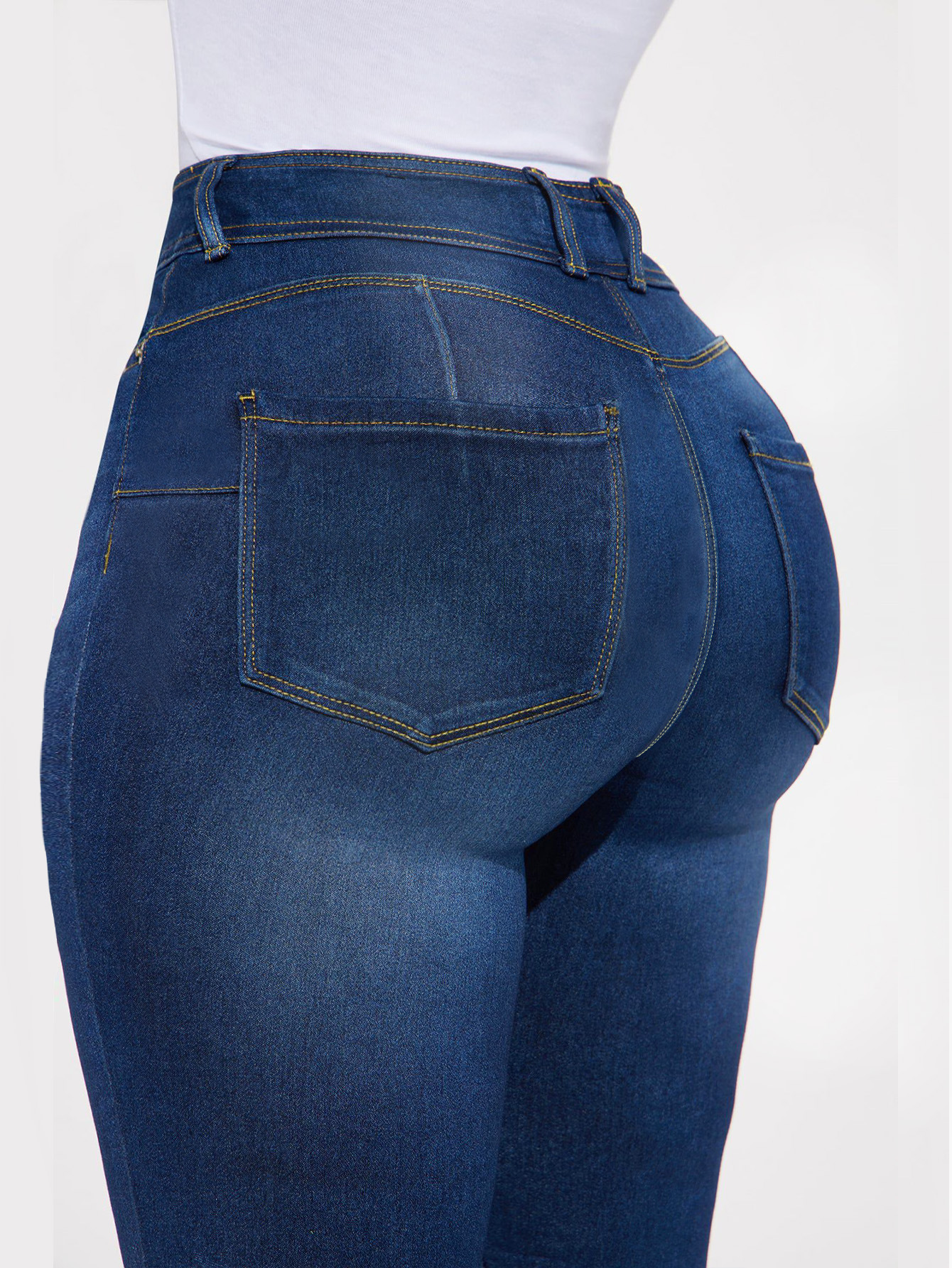 Sexy Retro High Waisted Double Button Elastic Jeans