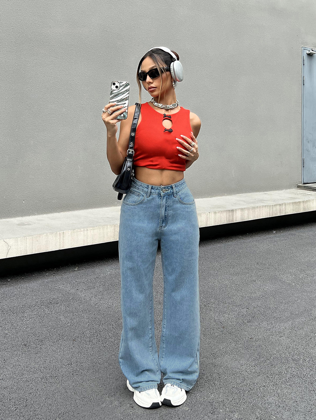 Strawberry Embroidered Cowboy Pants