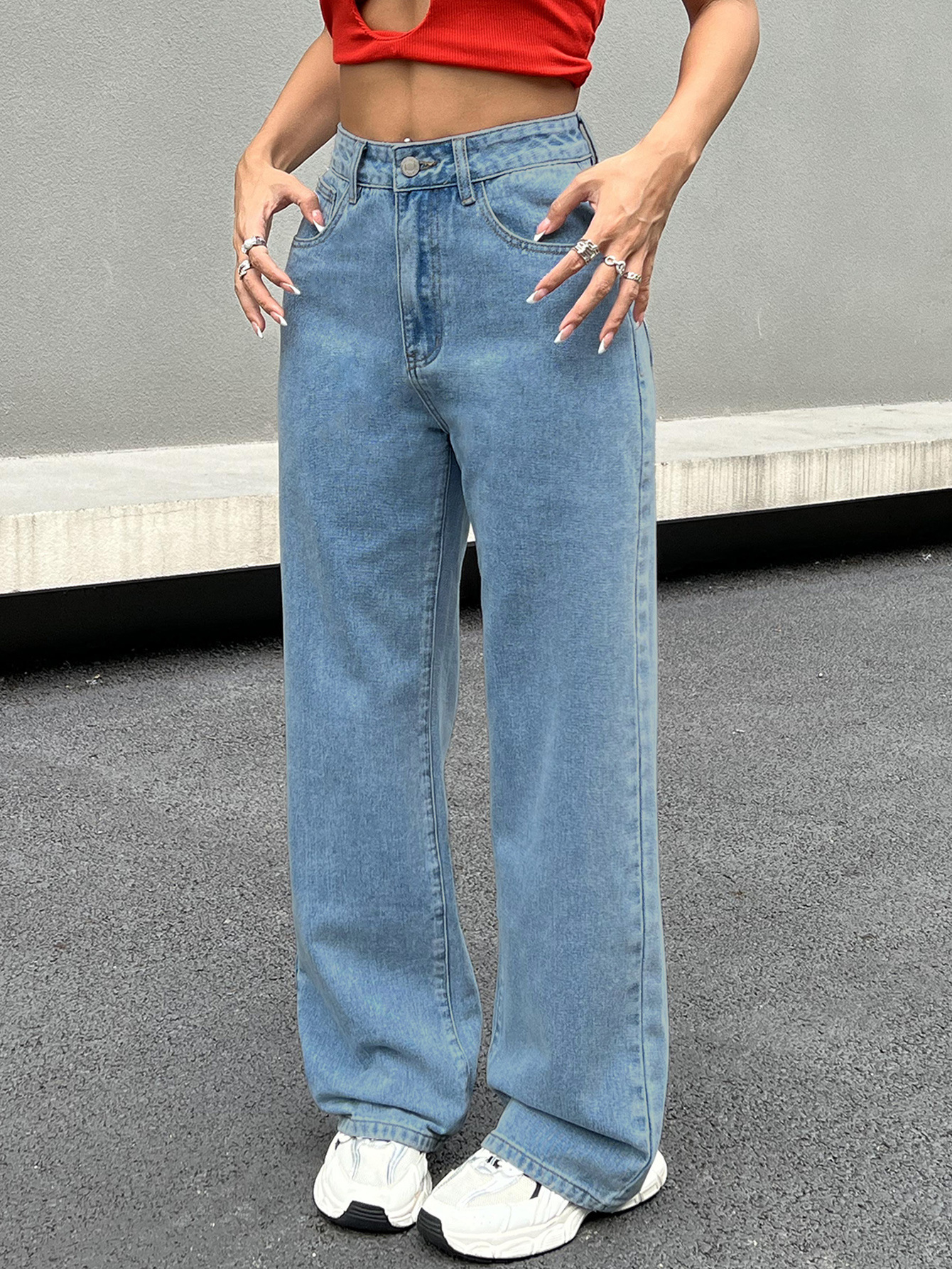 Strawberry Embroidered Cowboy Pants