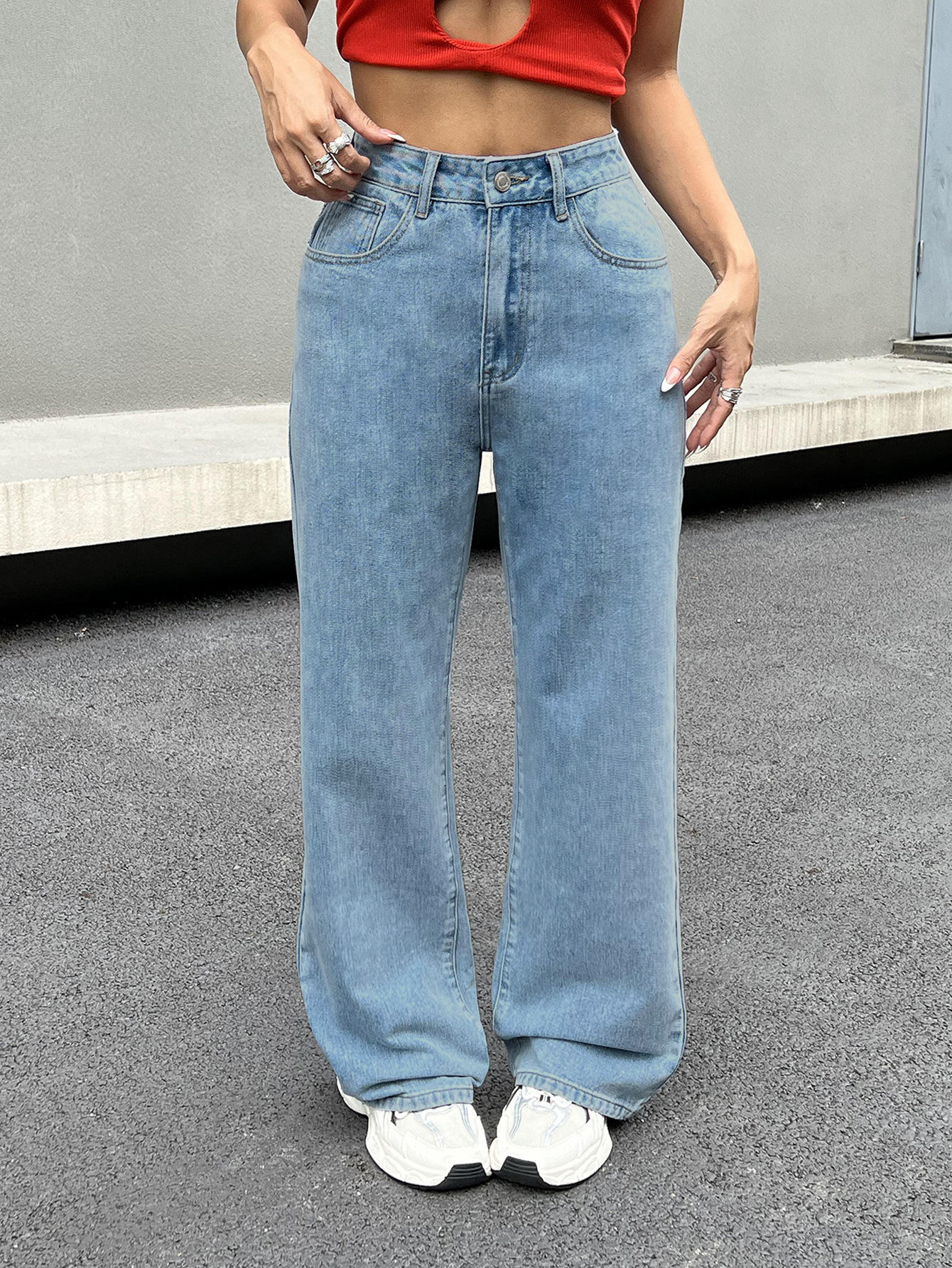 Strawberry Embroidered Cowboy Pants