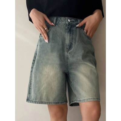 Vintage Denim Shorts For Casual And Loose Fit 01